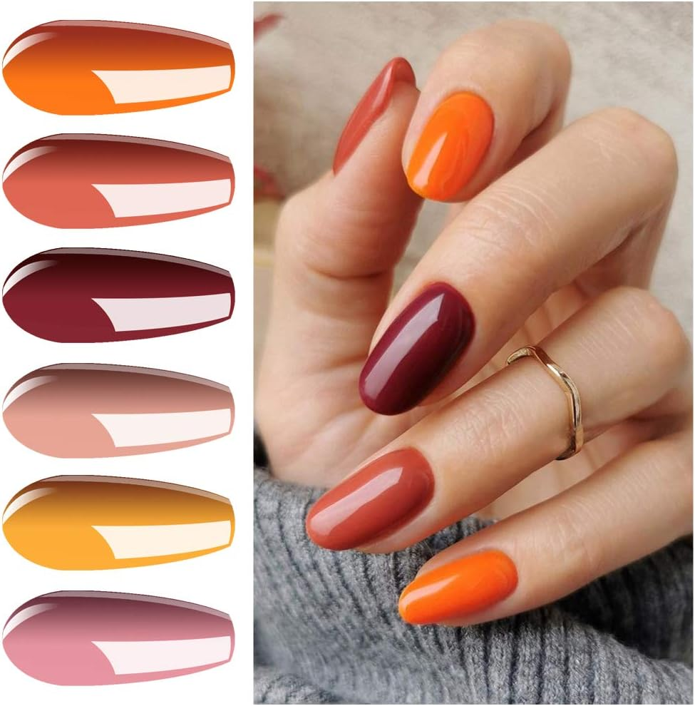 Vishine 12Pcs Gel Nail Polish Kit, Orange Yellow Red Purple Gel Nail Polish Set Colors Collection Soak off LED Nail Lamp Base Top Coat & Matte Top Coat Gel Nail Kit 8Ml image number 6