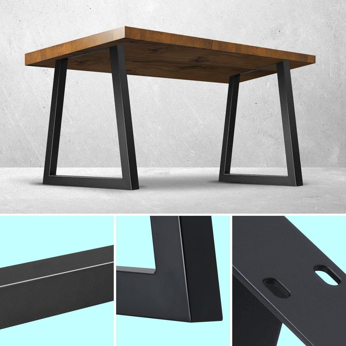 Luxsuite 2PCS Steel Table Legs Metal Desk Trapezoid Leg Feet Base Heavy Duty for Dining Coffee Tables DIY Furniture Legs Industrial Style 71Cm Height Black image number 3