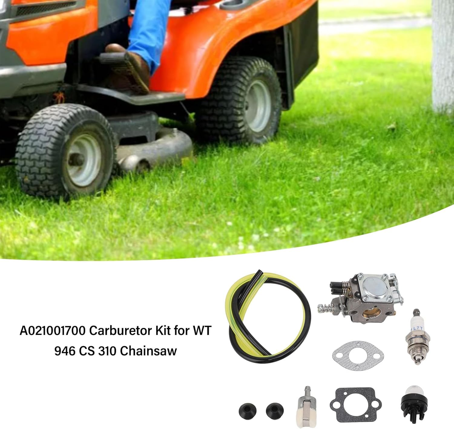 Carburetor Tune up Kit with Pipe Paper Pad Spark Plug for WT 946 CS 310 Chainsaw, A021001700 Chain Saw Carburetor Carb Tune up Kit