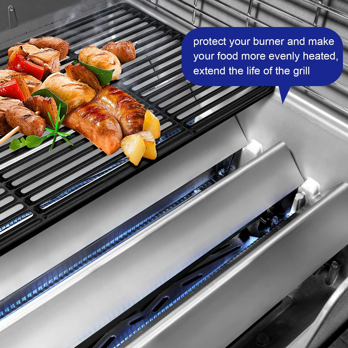 GGC 24.5" Flavorizer Bars for Weber Genesis 300 310 E310 320 Grills with Side-Controls,Set of 5 Stainless Steel Flavor Bars for Weber 7539,7540（24.5" L X 2.2" W X 2.3" H） image number 6