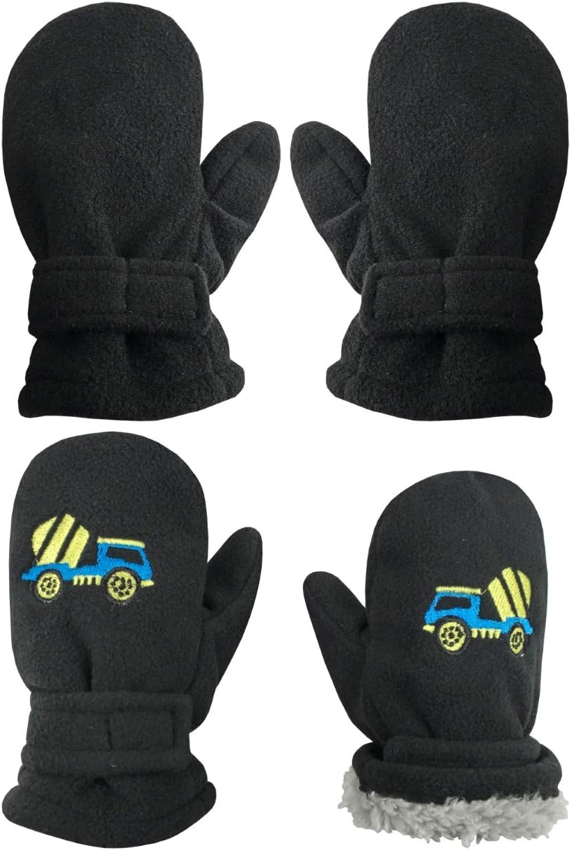 N'Ice Caps Little Kids and Baby Easy-On Sherpa Lined Fleece Mittens - 2 Pair Pack