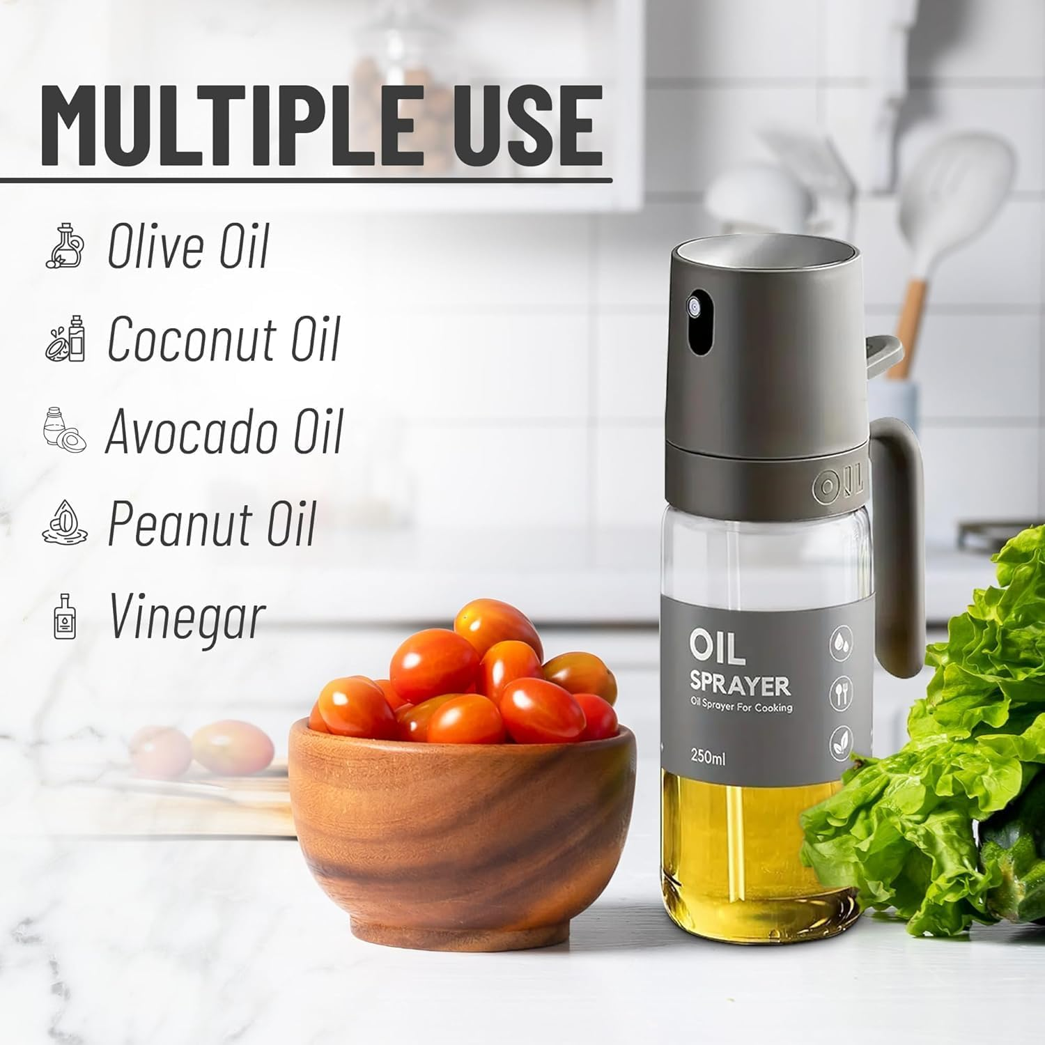Olive Oil Sprayer for Cooking - Versatile Olive Oil Spray Bottle for Cooking - 250Ml/8.3Oz Oil Spritzer for Air Fryer, Salad, Grilling, Roasting, Baking Essentials image number 6