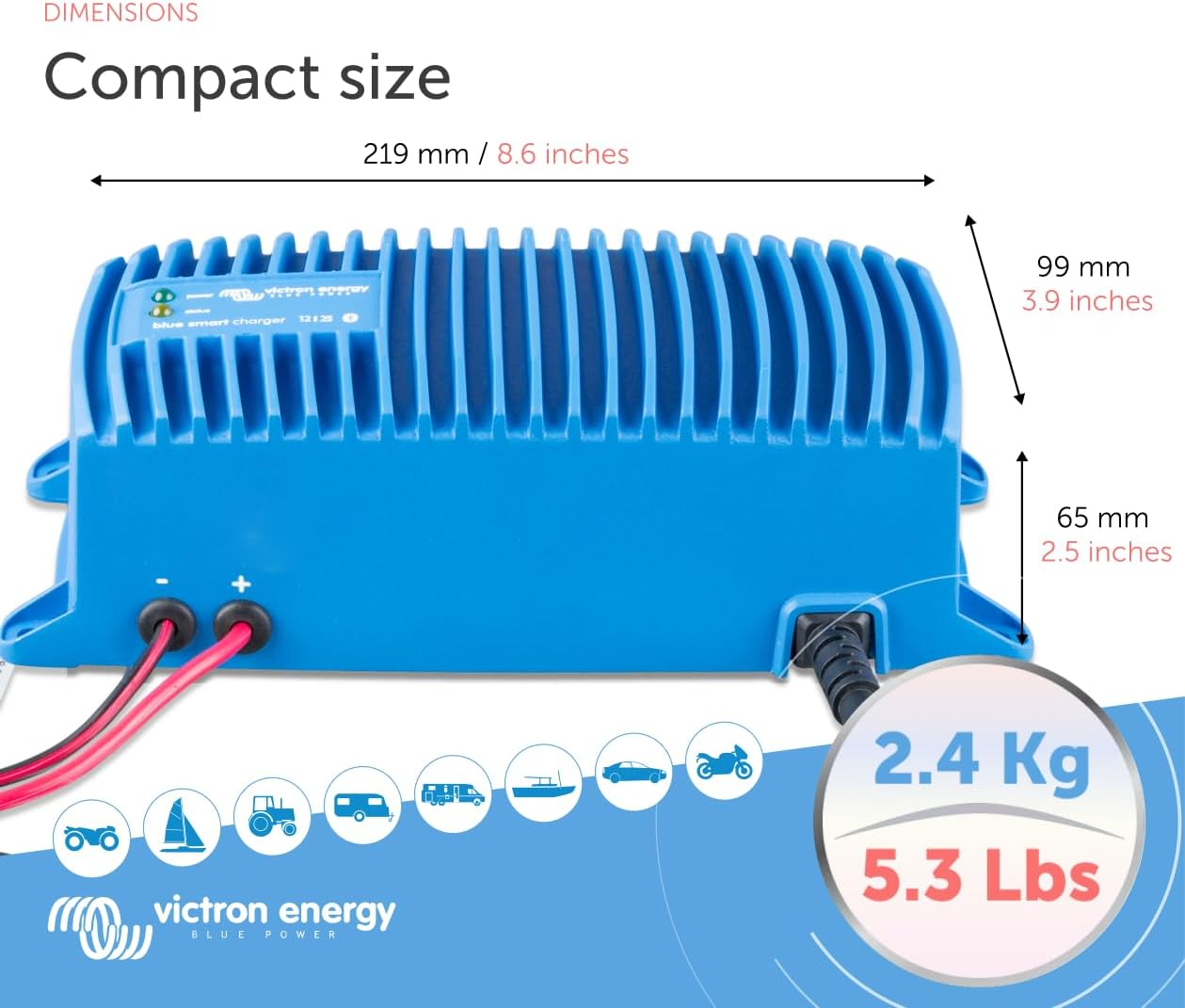 Victron Energy Blue Smart IP67 12-Volt 25 Amp 230V Battery Charger Bluetooth (AU/NZ) image number 1