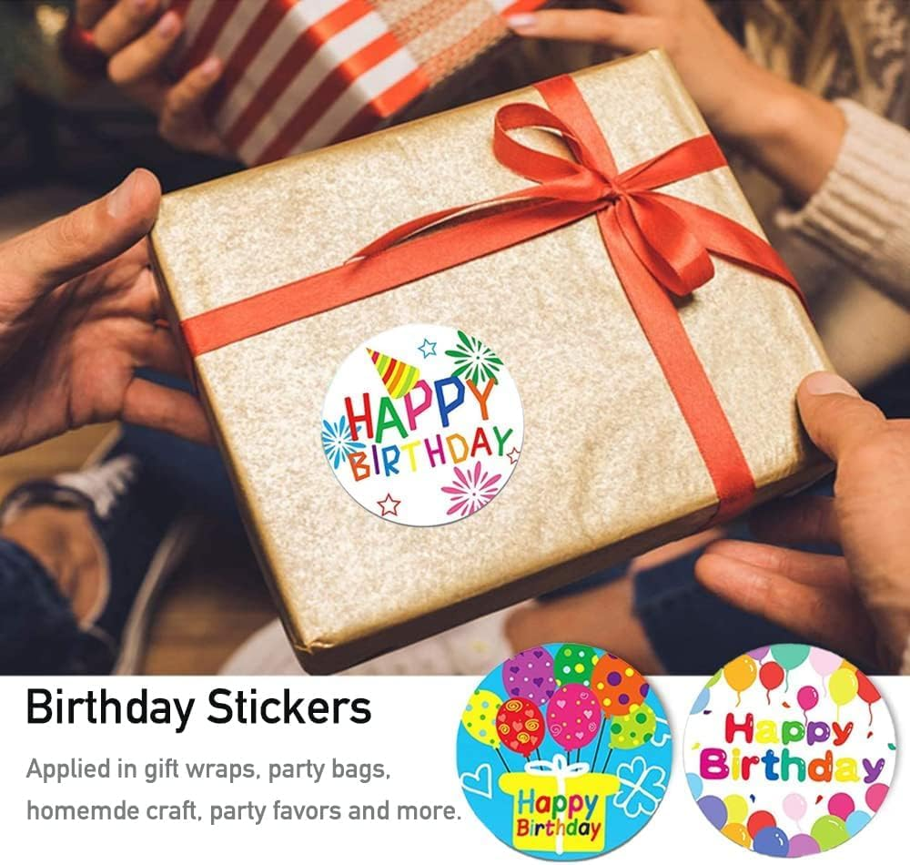 2000PCS Birthday Stickers for Kids, 4 Rolls 1 Inch Happy Birthday Stickers Colorful Kid Birthday Stickers Decoration in 30 Designs, Stickers for Birthday Theme Party Decoration image number 6