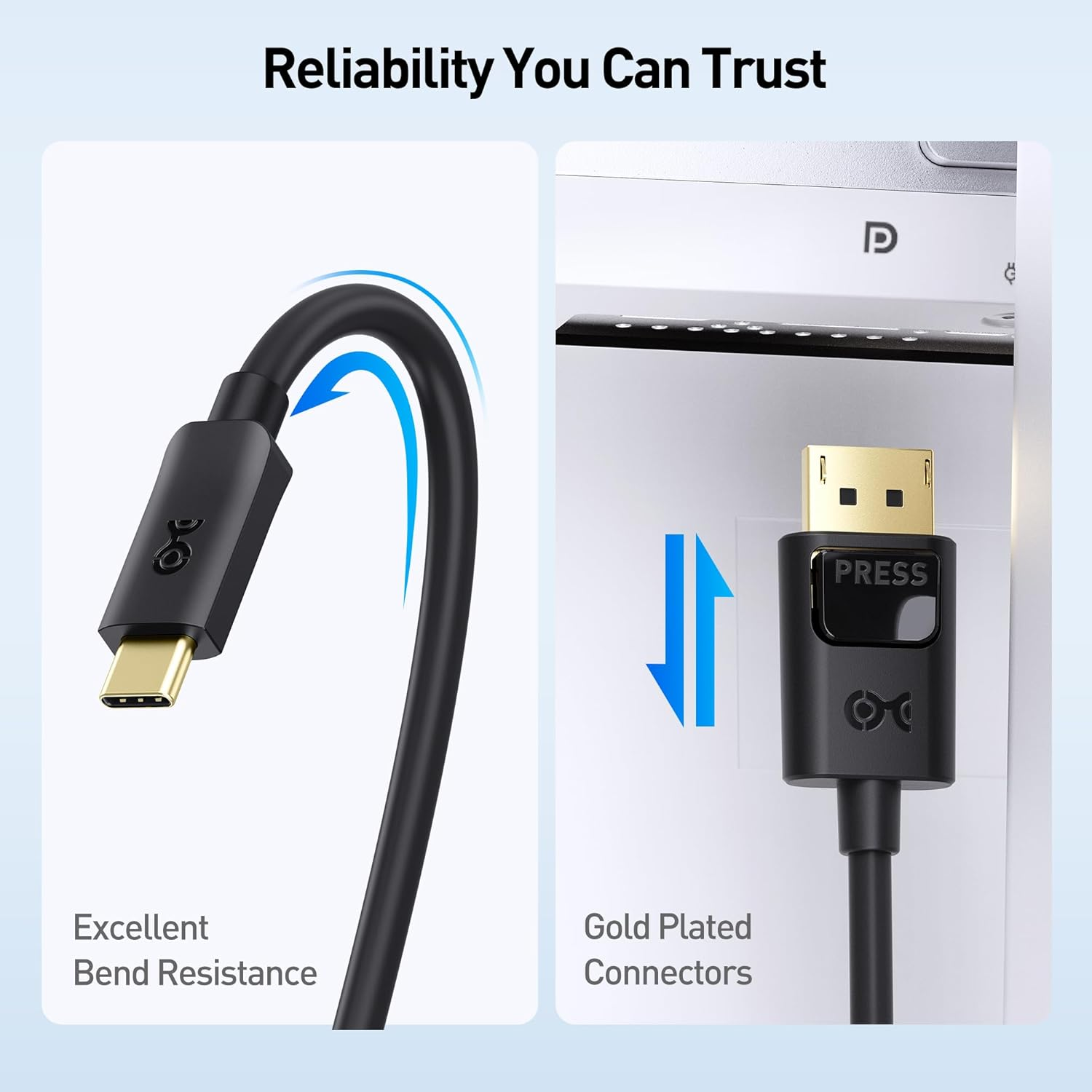 Cable Matters Unidirectional 8K USB C to Displayport Cable - 1.8M, 8K@60Hz / 4K@240Hz / DP 1.4, Thunderbolt 4 to DP 1.4 Cable, Display Port to USB C, Black - Not for Portable USBC Monitor image number 4