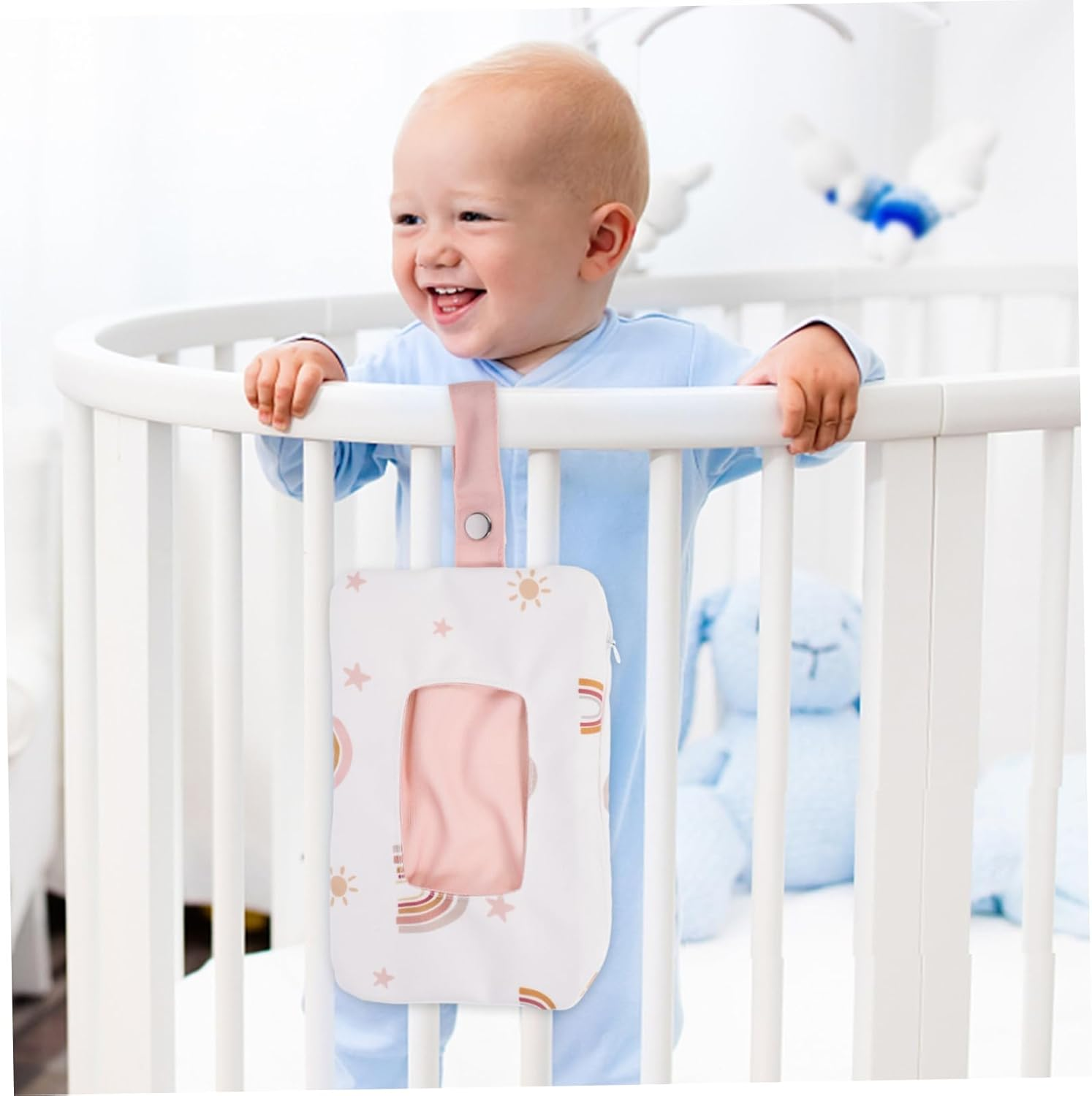 Small Wipes Dispenser Bag Portable Wet Tissue Box Easy Access Loop Stylish Cartoon Design image number 6