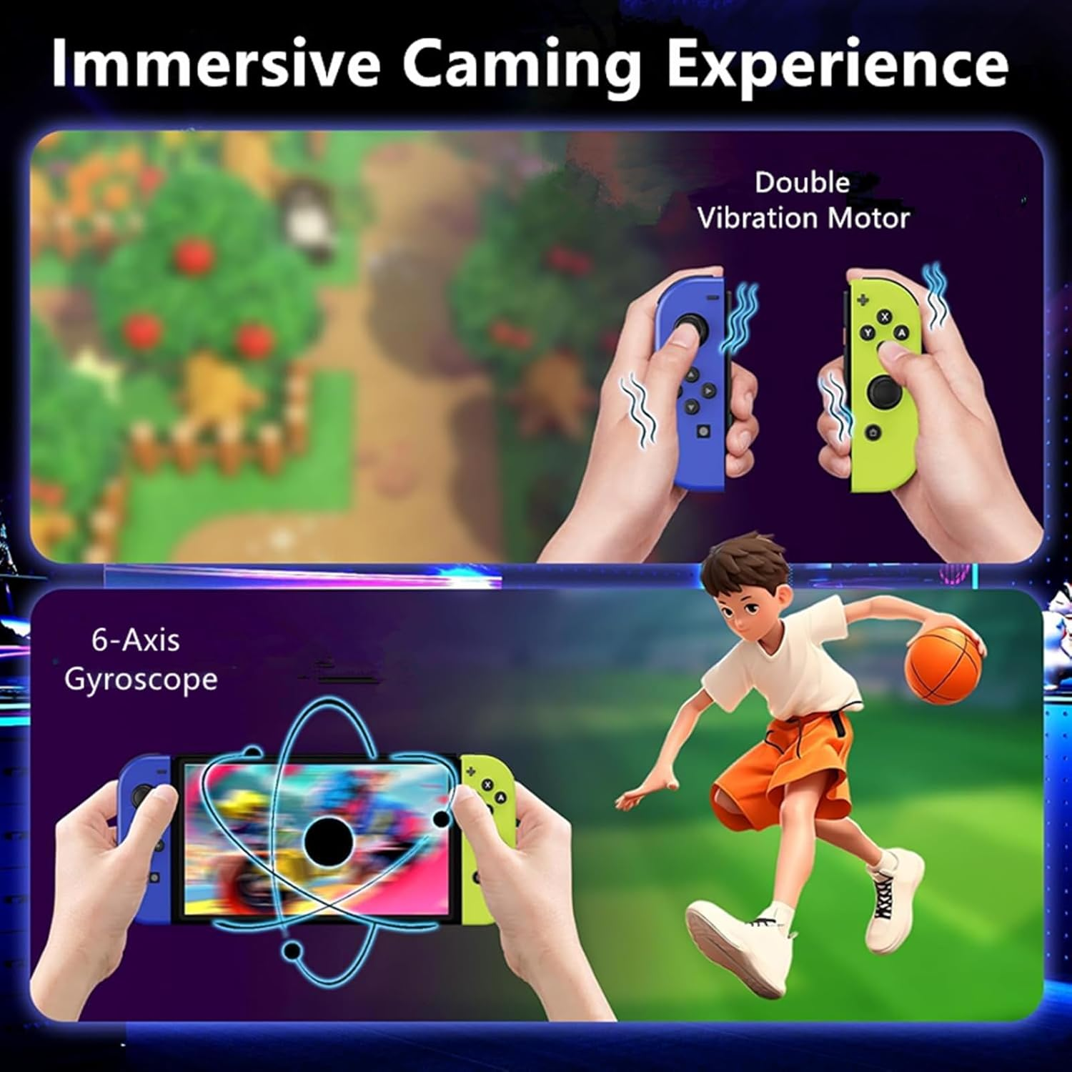 Joy-Cons for Switch Controllers, Wireless Replacement for Switch, Left and Right Controllers Support Sports Dual Vibration/Wake-Up/Motion Control/Screenshot Function (Blue and Yellow)