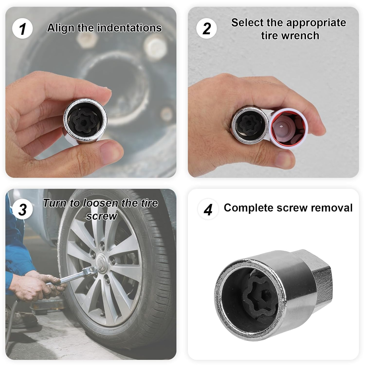 D-Wheel Locking Lug Nut Removal Tool Kit, Steel Drive Wheel Lock Key with Socket Anti-Theft Wheel Nut Remover & Installer for Automotive Repair image number 2