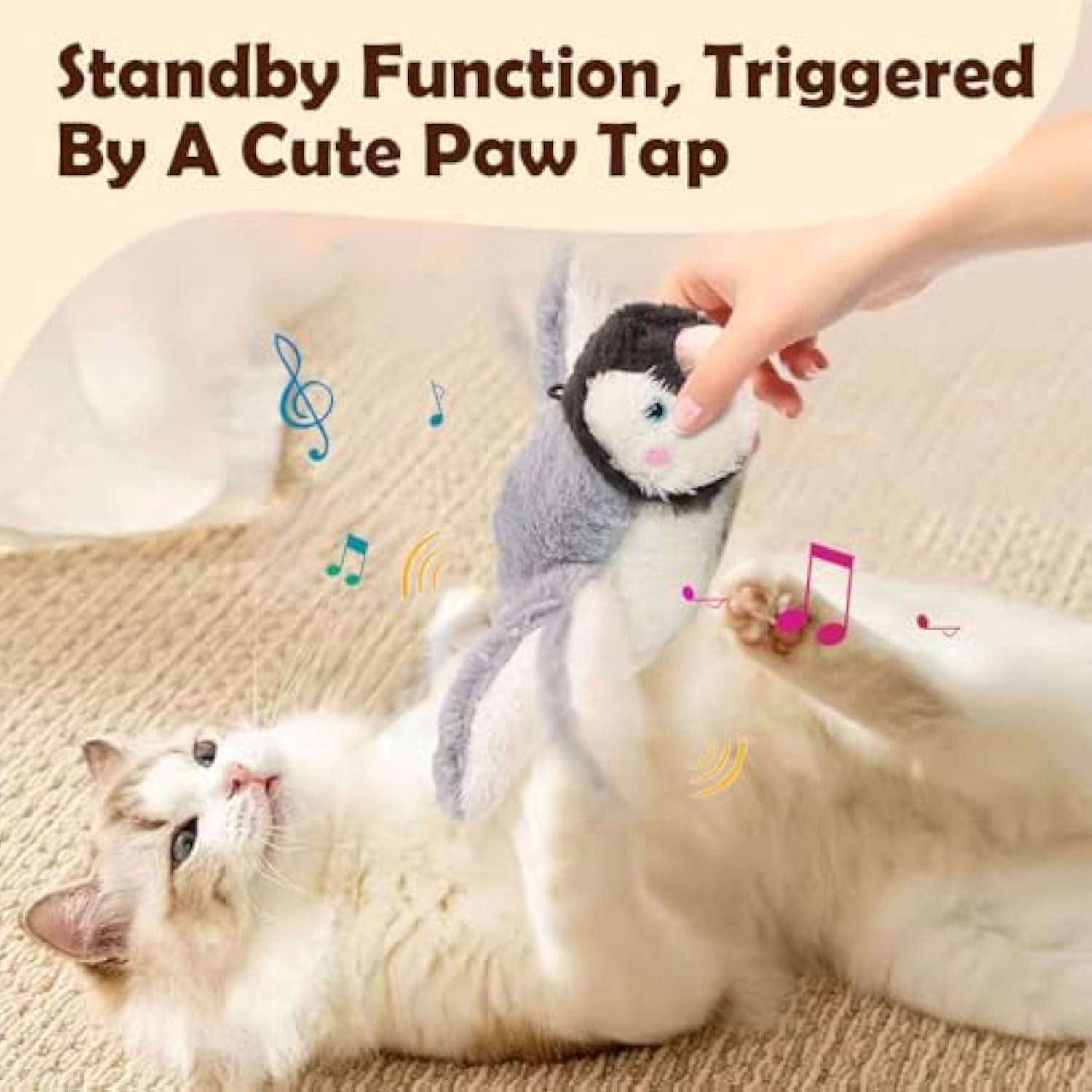 Interactive Flapping Bird Cat Toy with Chirping Sounds, Plush Flying Bird Toy for Indoor Cats (4#)