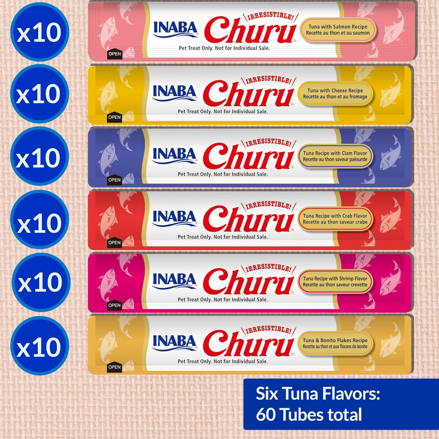 Inaba Churu Tuna Cat Treats Variety Box (60 Tubes X 14 G) image number 5