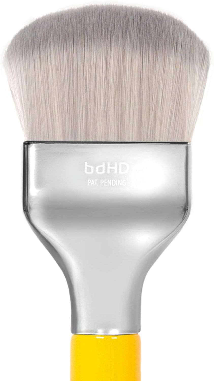 Bdellium Tools Professional Makeup Brush - Studio Series 972 Large Rounded Double Dome Blender - with Soft Synthetic Fibers, for Foundation Application & Blending (Yellow, 1Pc) image number 2