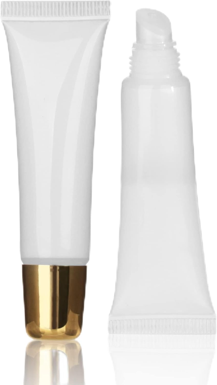 COSIDEA 50Pcs Empty Squeeze Lip Gloss Tube 10Ml / 0.33 OZ Soft Lipgloss Tubes Packing Container Wholesale in Bulk for Lip Oil, Pink