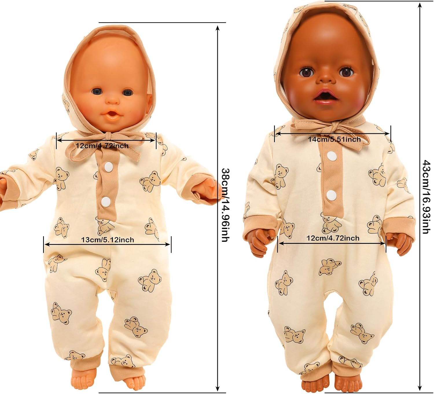 Barwa 4 Pcs Baby Doll Clothes 14-16 Inch Baby Doll Dresses Rompers for New Born Baby Dolls Handmade Baby Doll Clothing for Rebirth Baby Dolls(Doll NOT Include)