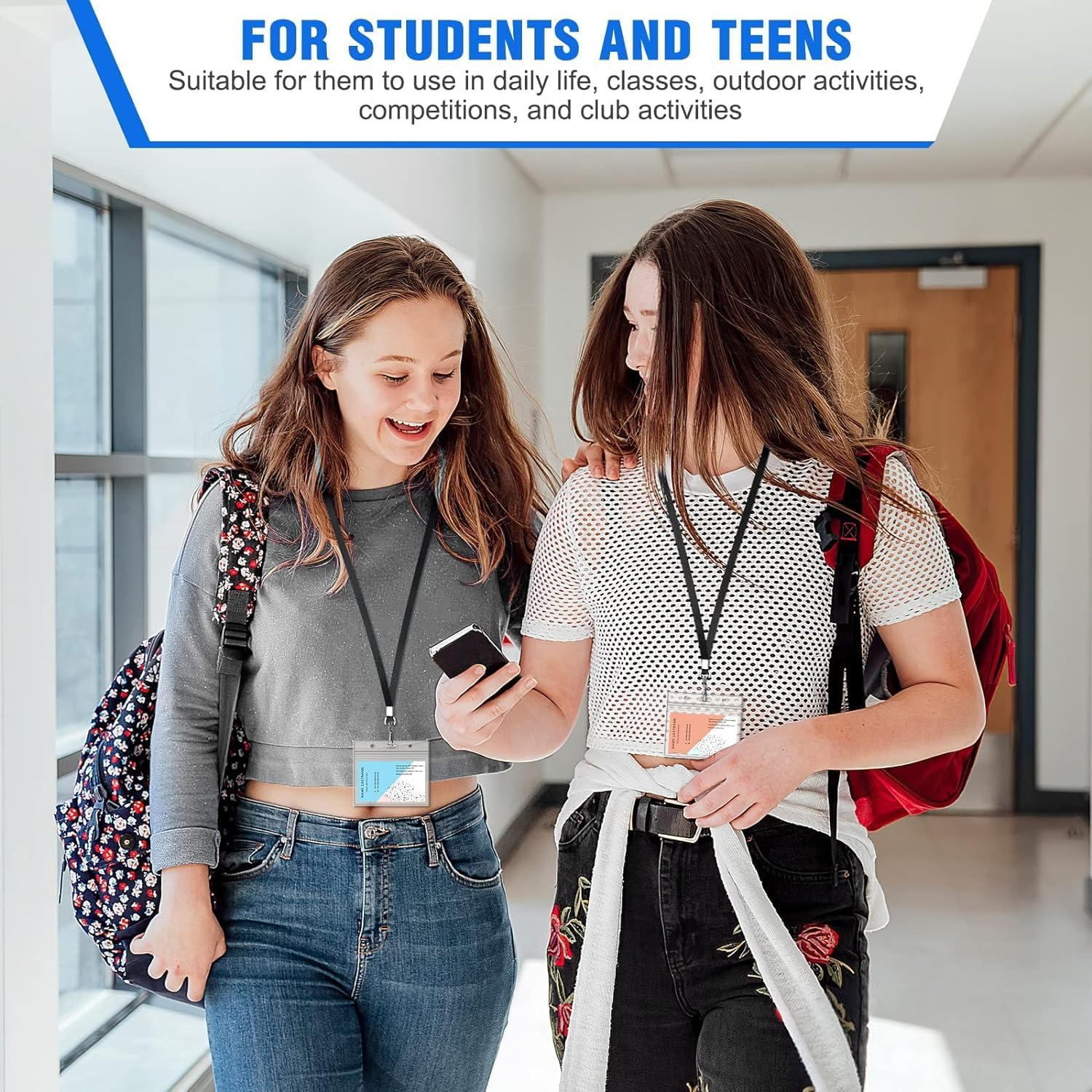 UKKQES 50 PCS Flat Neck Lanyards for Office ID Name Tags, Bulk Flat Lanyards with J Hook Clip Waterproof Lanyard, Business image number 2