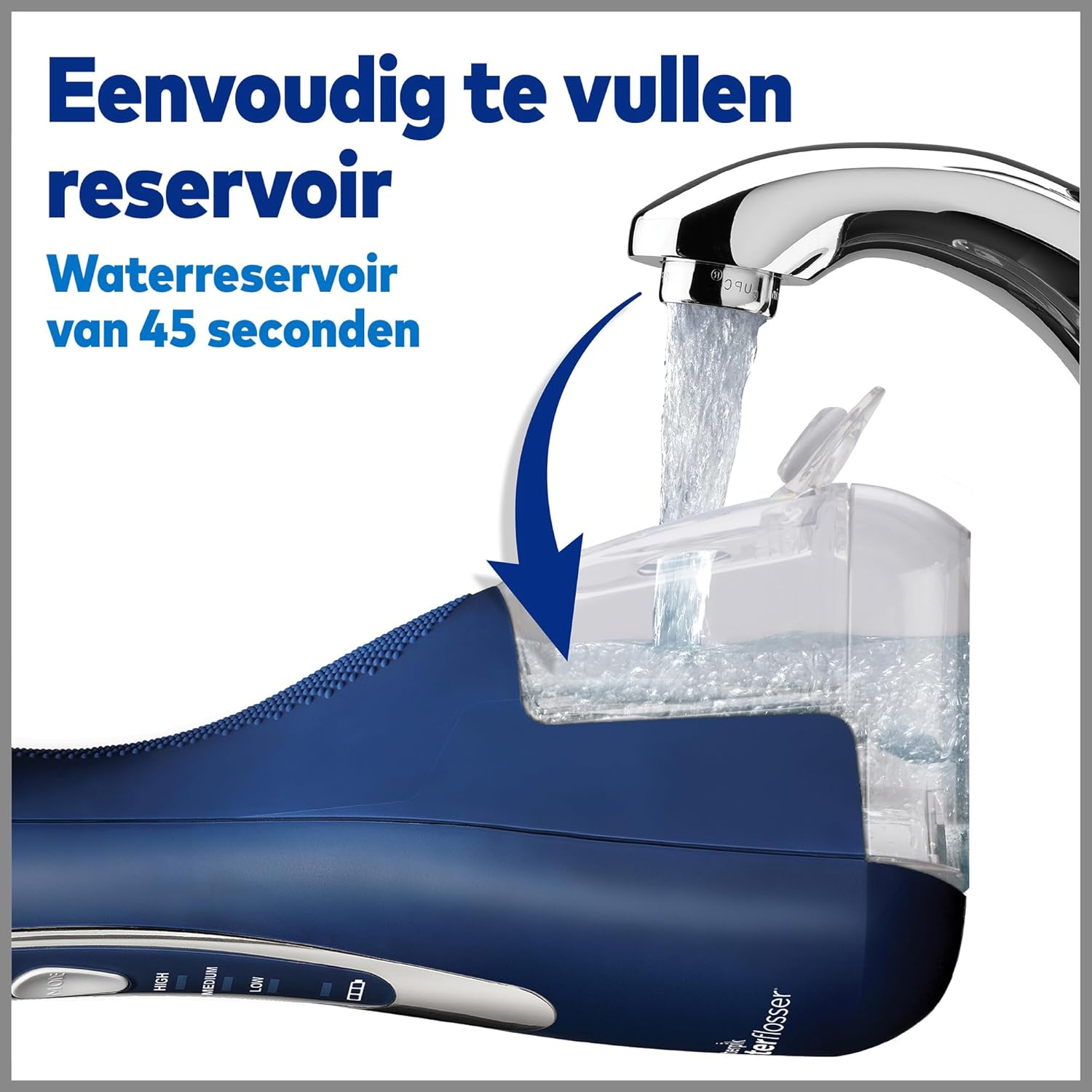 Waterpik Cordless Advanced Cordless Oral Irrigator, 4 X Attachments, Pressure Range Adjustable (3.1 to 5.2 Bar) via 3 Pressure Settings, Induction Charging System, Blue image number 2