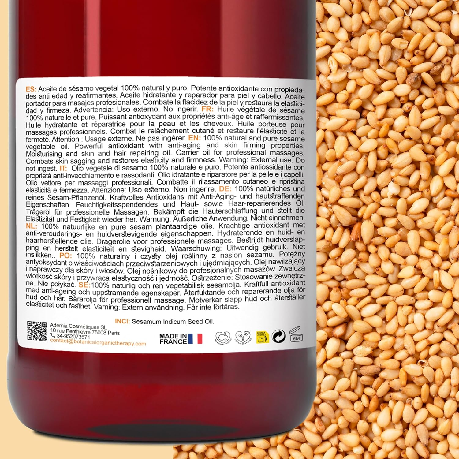 100% Pure and Natural Organic Sesame Oil, Ayurvedic Excellence, Certified Organic, Skin and Hair Care, Ayurveda Massage Oil - 5000 Ml image number 1