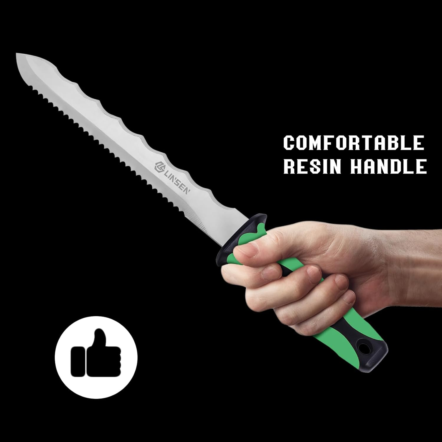 PAXLINSEN Stainless Steel Garden Knife with 7.8" Blade with New Handle, Double Side Utility Sod Cutter Lawn Repair Garden Knife with Nylon Sheath (GREEN) - Green image number 5