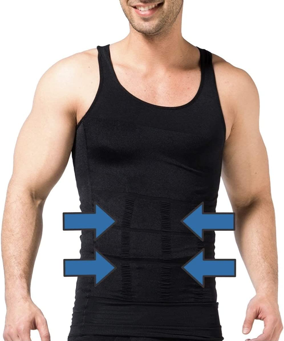 Mens Compression Tank Top Body Slimming Shaper Compression Shirts for Men Slim Undershirts Abs Vest for Workout Abdomen image number 5