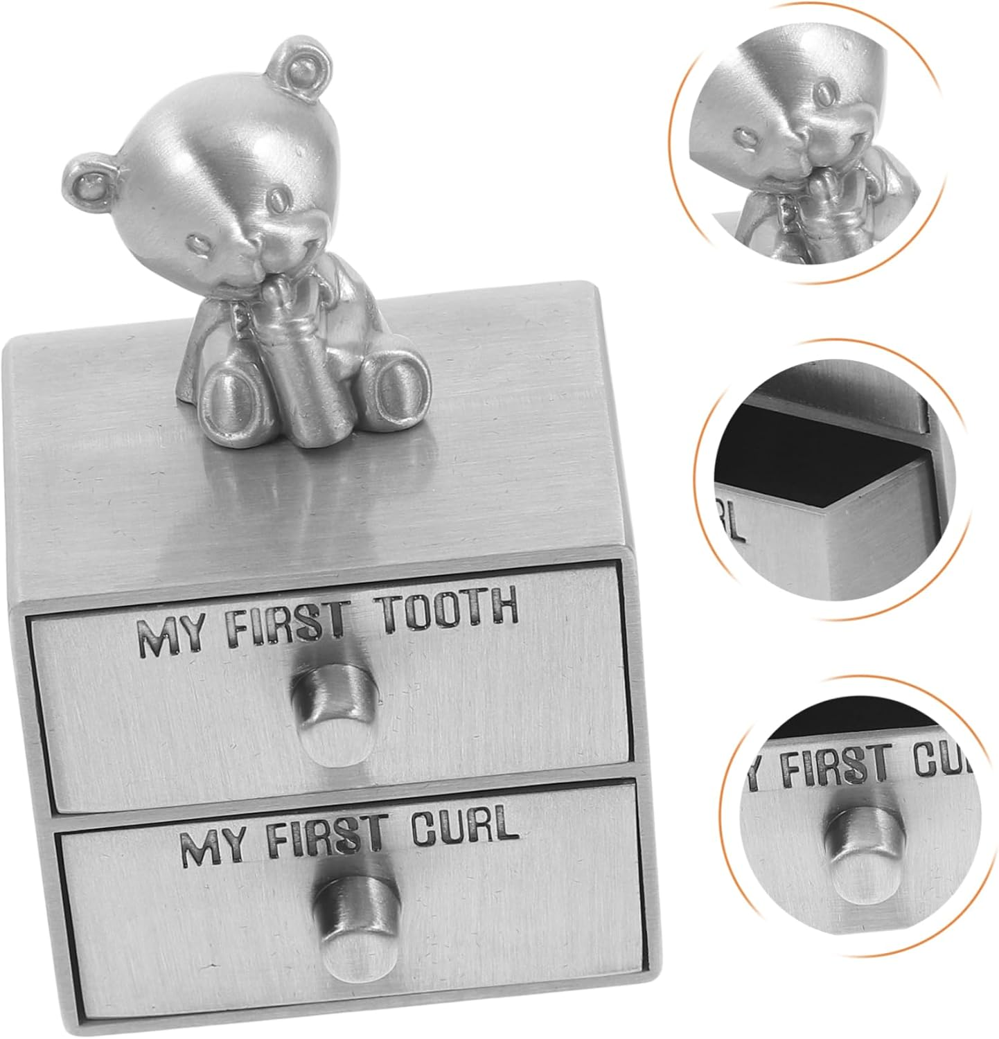 Metal Tooth Keepsake Box for Boys and Lost Deciduous Tooth Storage Organizer Curl Trinket Box Drawer Memories image number 5