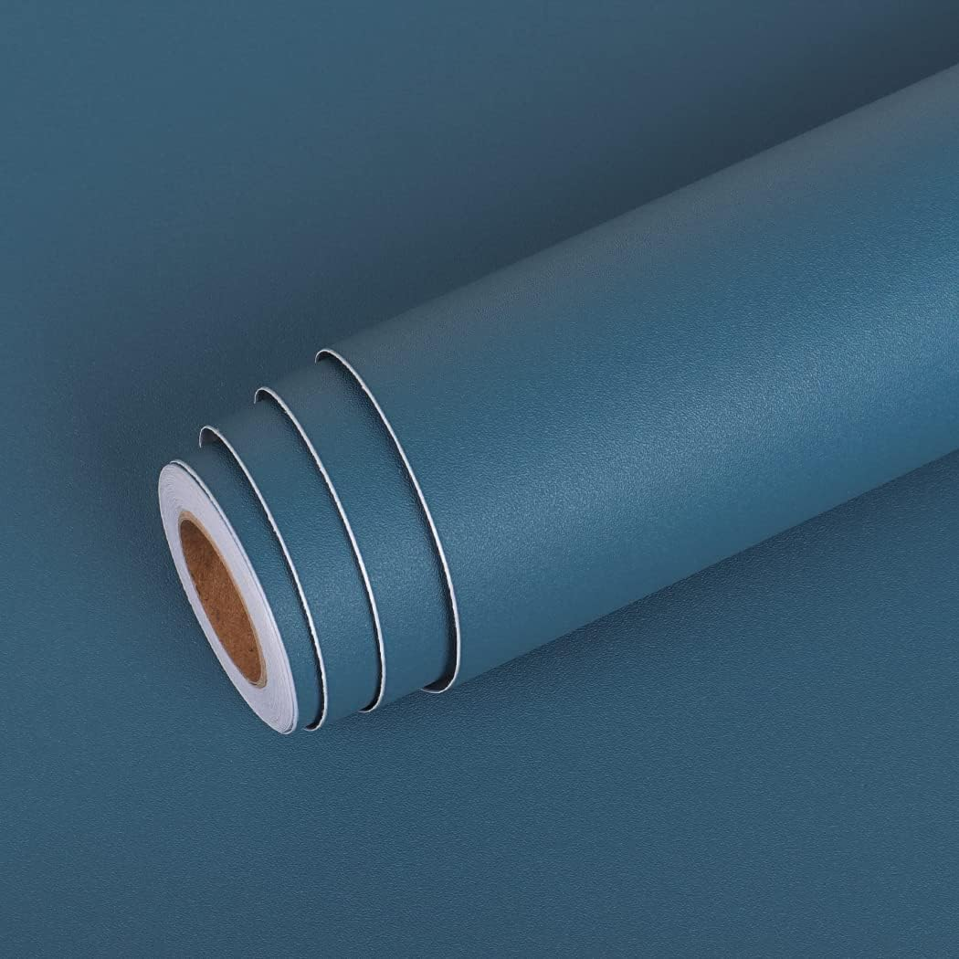 Livelynine 15.8 X 394 Inch Blue Wallpaper Peel and Stick Removable Wall Paper Roll for Bedroom Kids Living Room Walls Bathroom Counter Cabinet Waterproof Colored Contact Paper Decorative Covering image number 1
