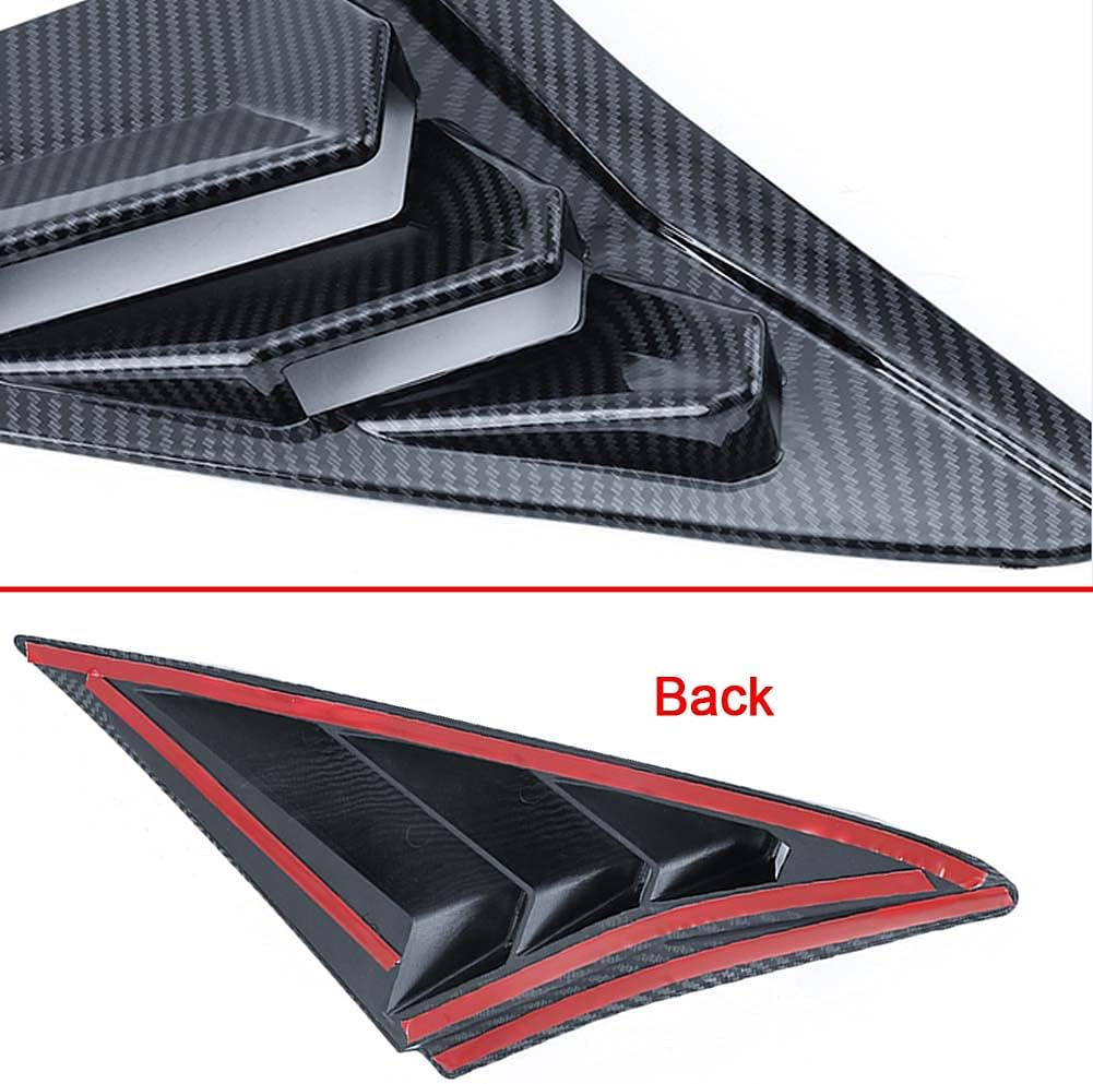 Carbon Fiber Racing Rear Side Window Louvers Air Vent Scoop Shades Cover Blinds Exterior Decals Compatible for Honda 10Th Gen Civic Hatchback Type R 2016 2017 2018 2019 2020 2021(Not for Sedan) - Black-Civic Sedan image number 4