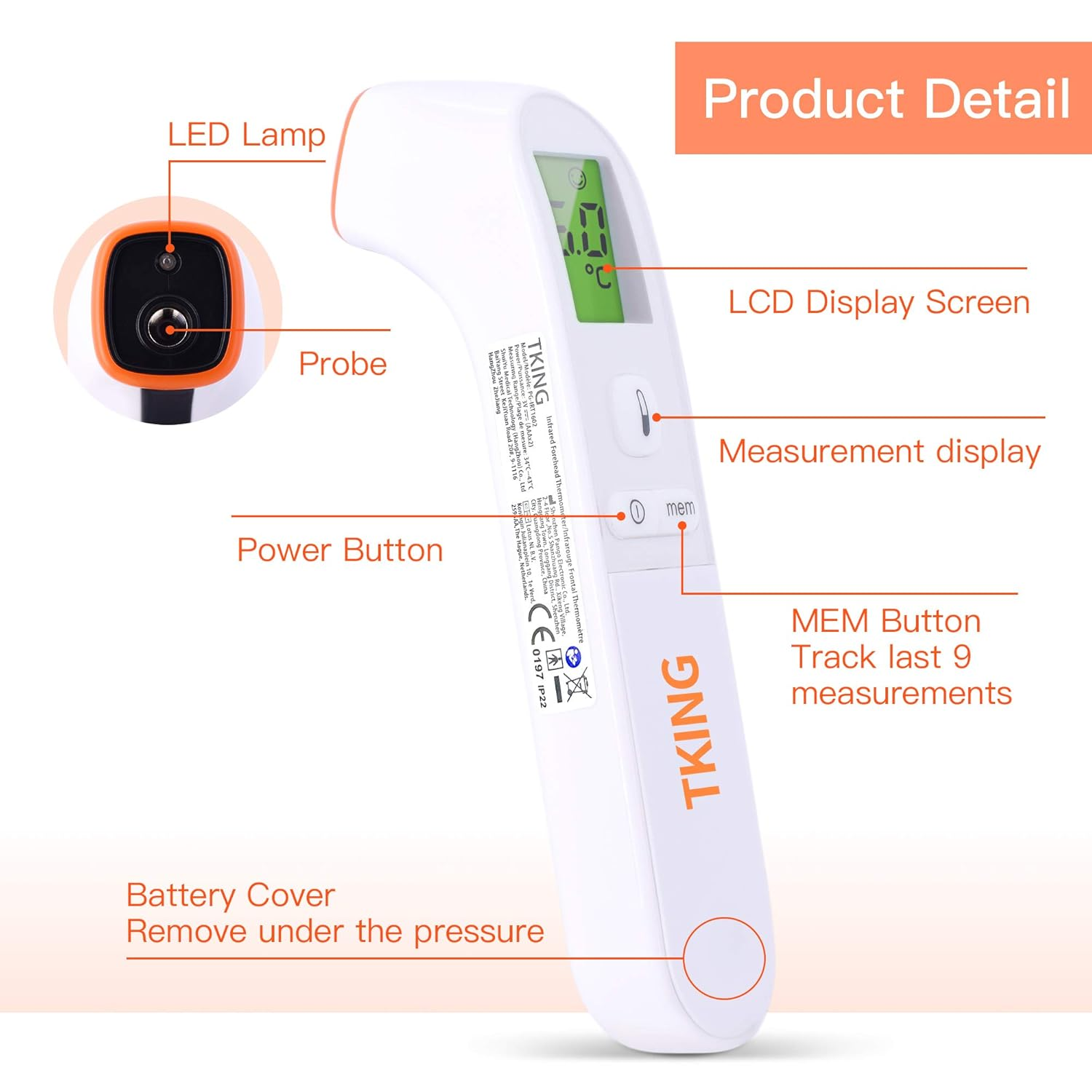Non-Contact Forehead Thermometers for Baby,Kids and Adult, Digital Medical Thermometer, Professional Infrared Temporal Fever Thermometer Fast and Accurate Reading with Backlight LCD Screen image number 3
