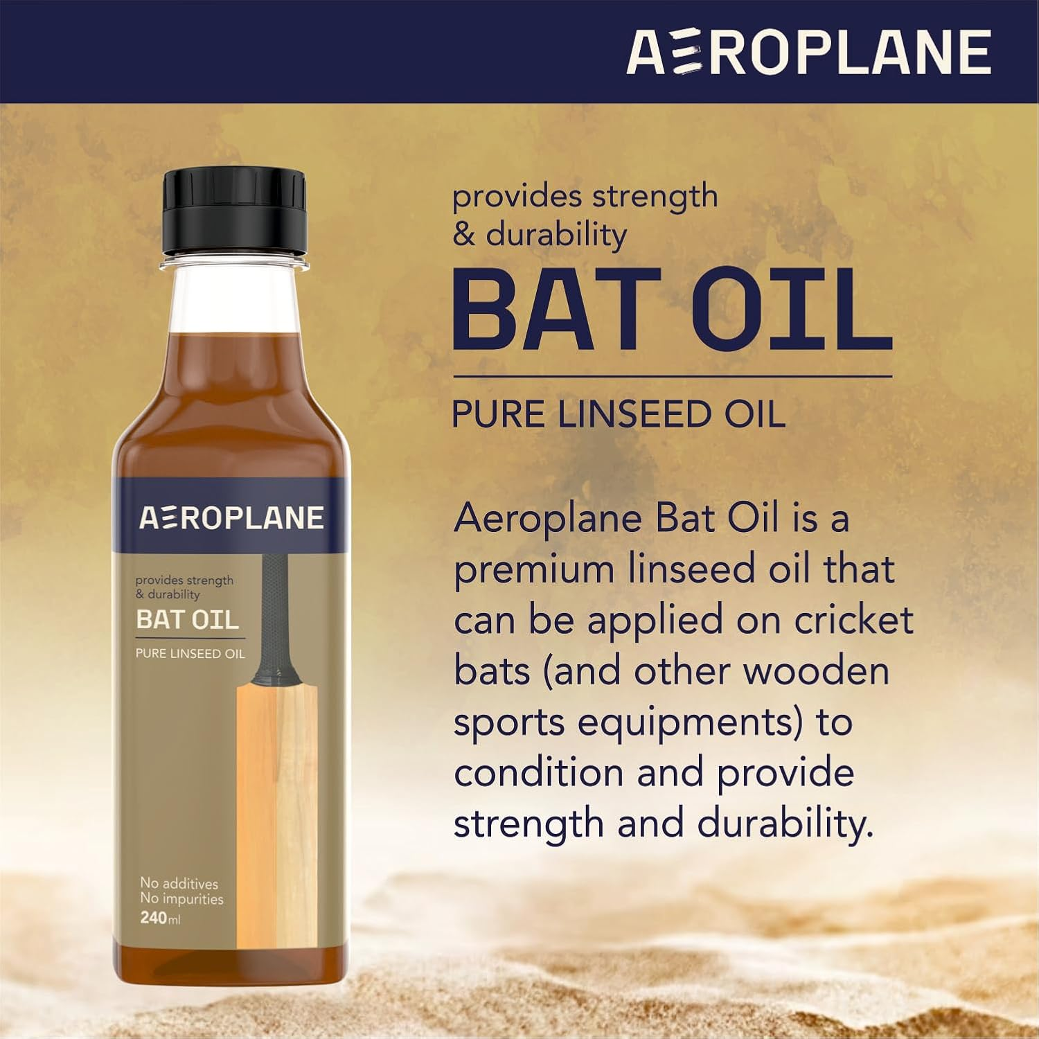 Aeroplane - Bat Oil - Used to Protect, Increase Durability and Strengthen Cricket Bat image number 1