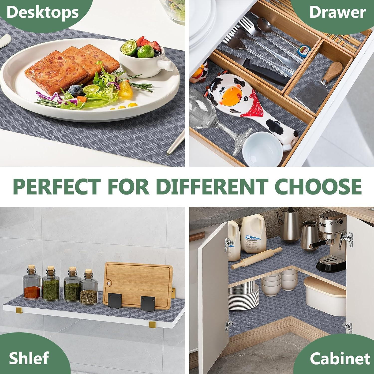 2Pack Drawer Liners， Shelf Liners for Kitchen Cabinets，Refrigerator Liners Waterproof & Oil-Proof Kitchen Cupboard Liner Plastic Drawer Mats EVA Material Non Adhesive Fridge Liner for Shelves (60*500) image number 3