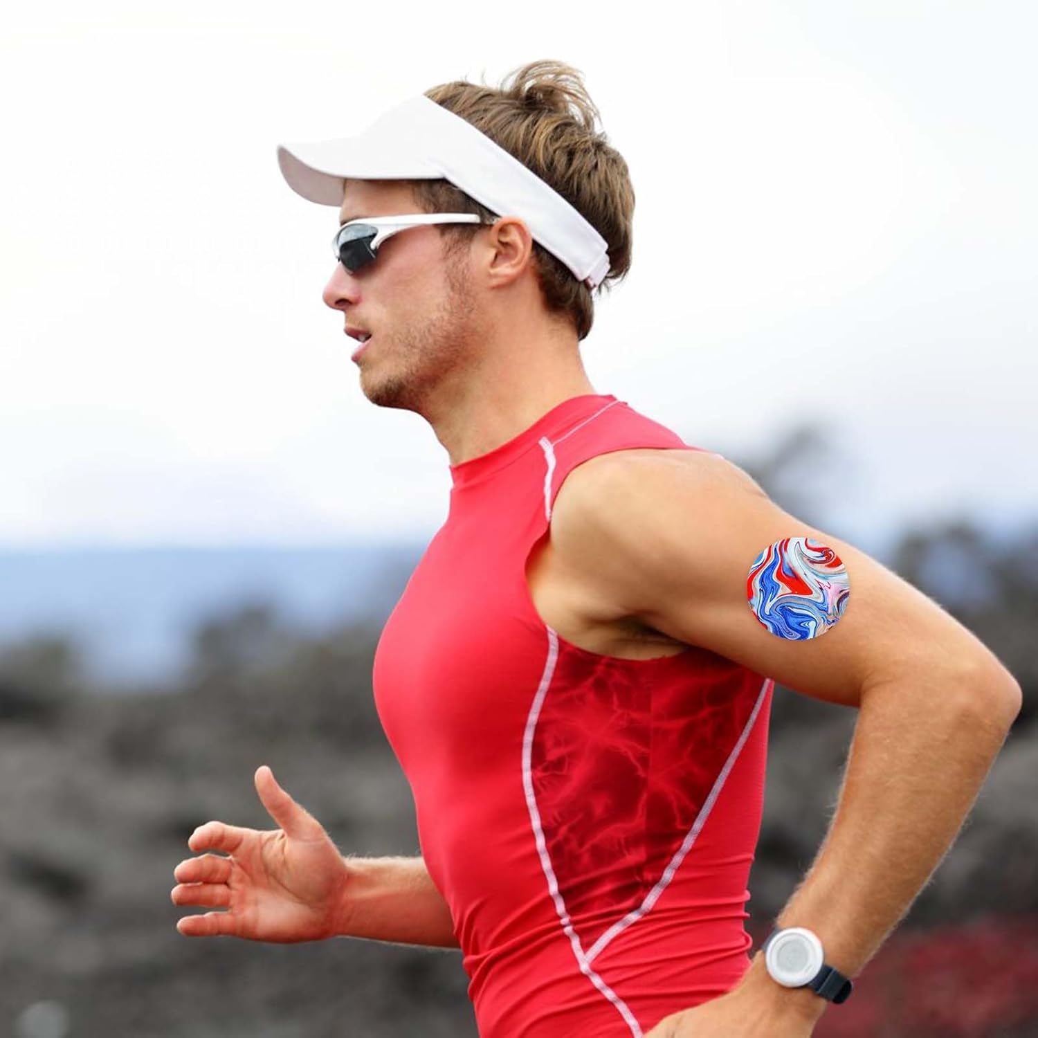 25Pcs Sensor Covers for Libre 2/3, Waterproof Adhesive Patches Blood Glucose Monitor Patch Sensor Stickers CGM Overpatch Tape Compatible with Libre (Marble Gradient, 5 Styles) image number 3