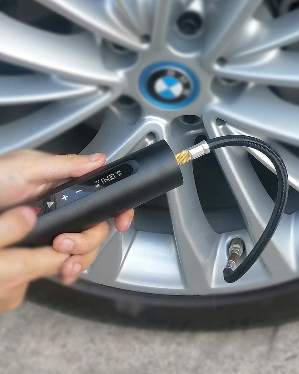 Norshire Tire Inflator Digital Portable Air Compressor with 90% Metal and 0.01 Precision, TFT Color Touch Screen Display, Rechargeable Li-Ion Battery, for Bike, Car, Ball image number 2