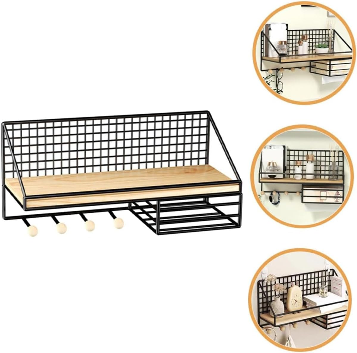 AIMALL Wall Mounted Storage Rack Metal Hanging Rack for Bedroom Dormitory, Two Sizes and Colors, Black White image number 3