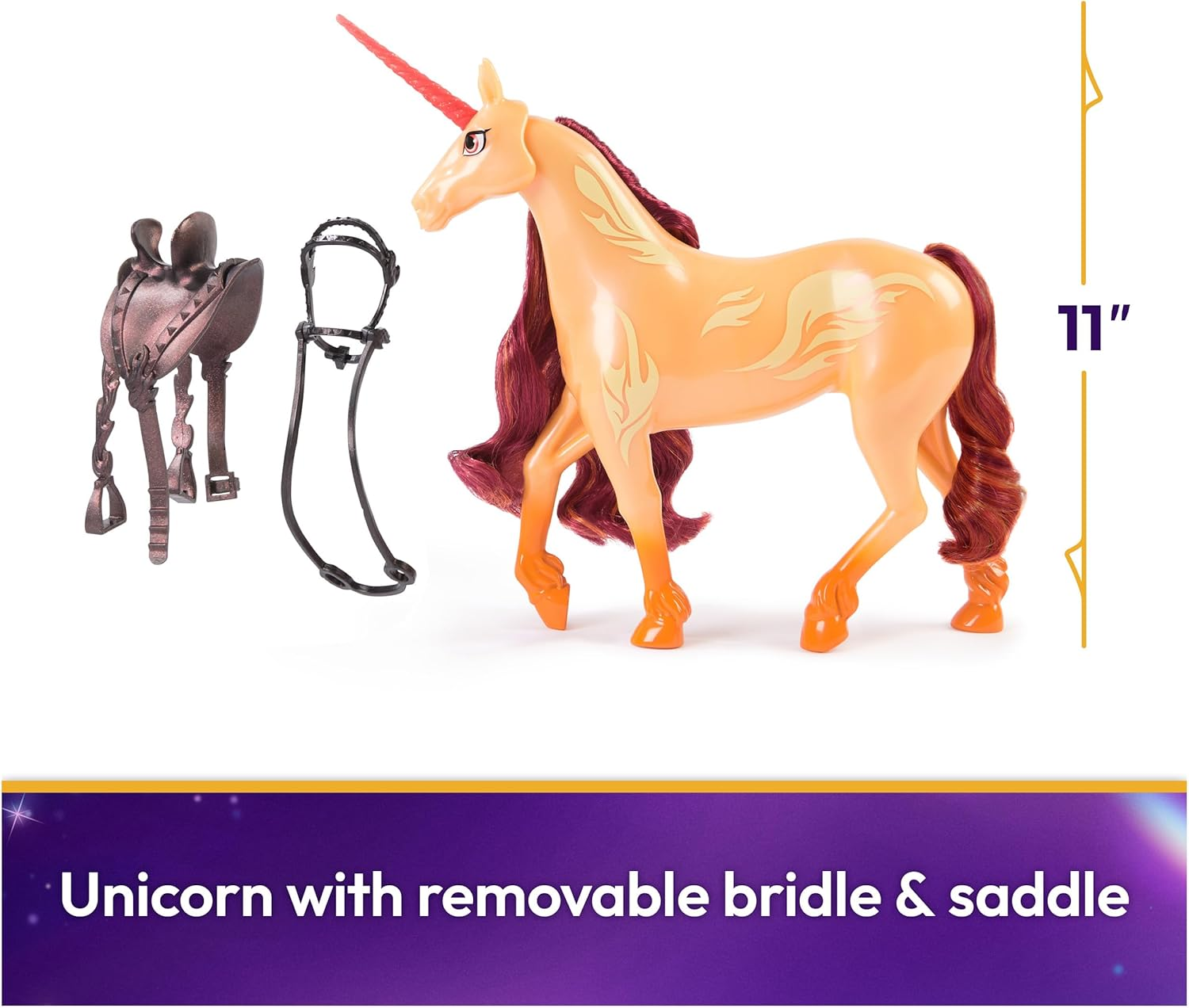 Unicorn Academy, Cinder with 2 Riding Accessories, 11&rdquo;, Compatible with Valentina, Dolls & Unicorn Toys for Girls Ages 4 and Up
