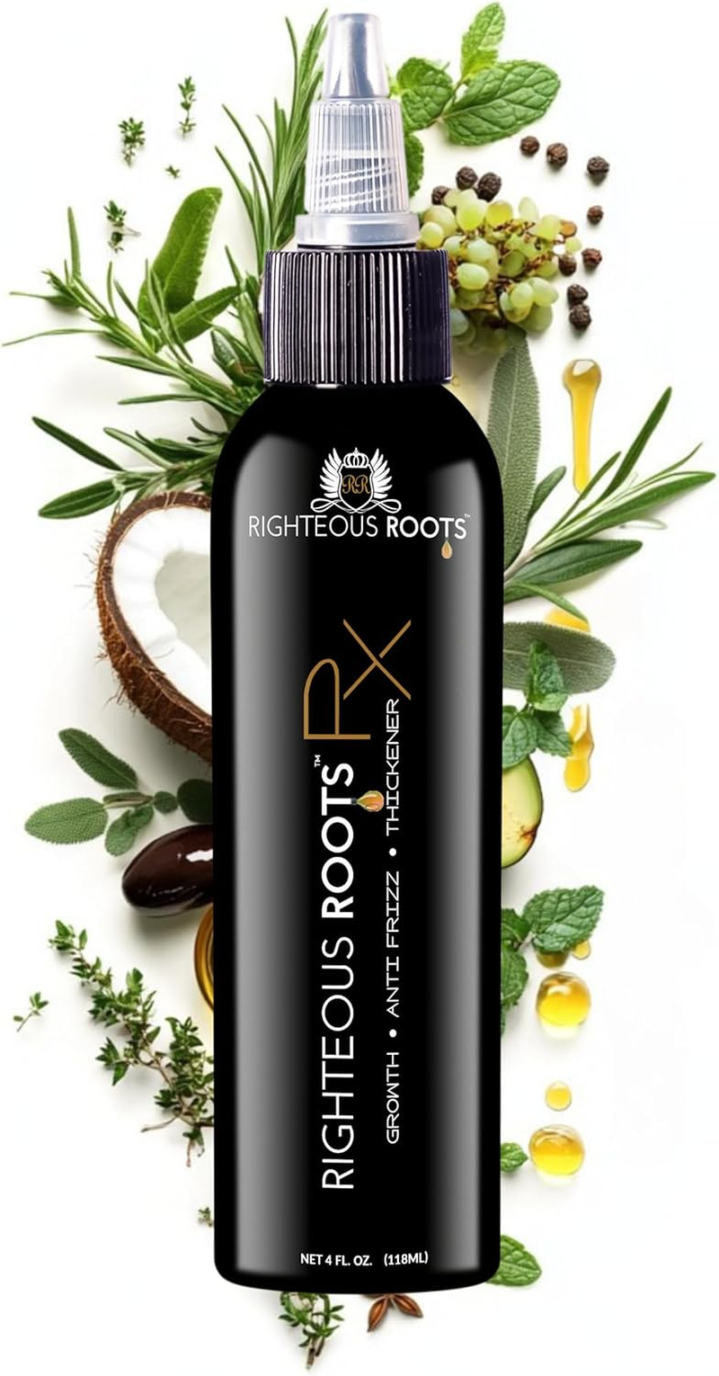 Righteous Roots Rx Hair Oil for Hair Growth, anti Frizz and Thickener Best for Curly, Wavy Natural Hair and Beards. 4Fl Oz (Previously Known as Hair RX) image number 2