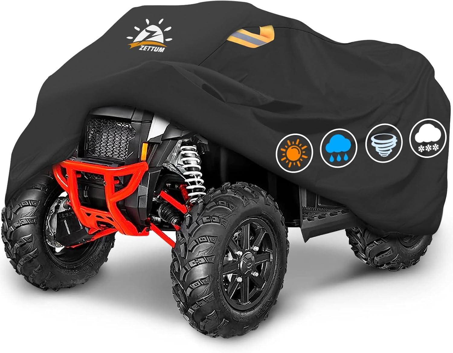 Zettum Quad Cover ATV Cover - 95" X 48" X 48" ATV Car Cover 600D PU Heavy Duty & Waterproof, Outdoor Vehicle Cover All Weather Large for Polaris, Honda, Yamaha (241 L X 121 W X 121 H Cm) image number 2