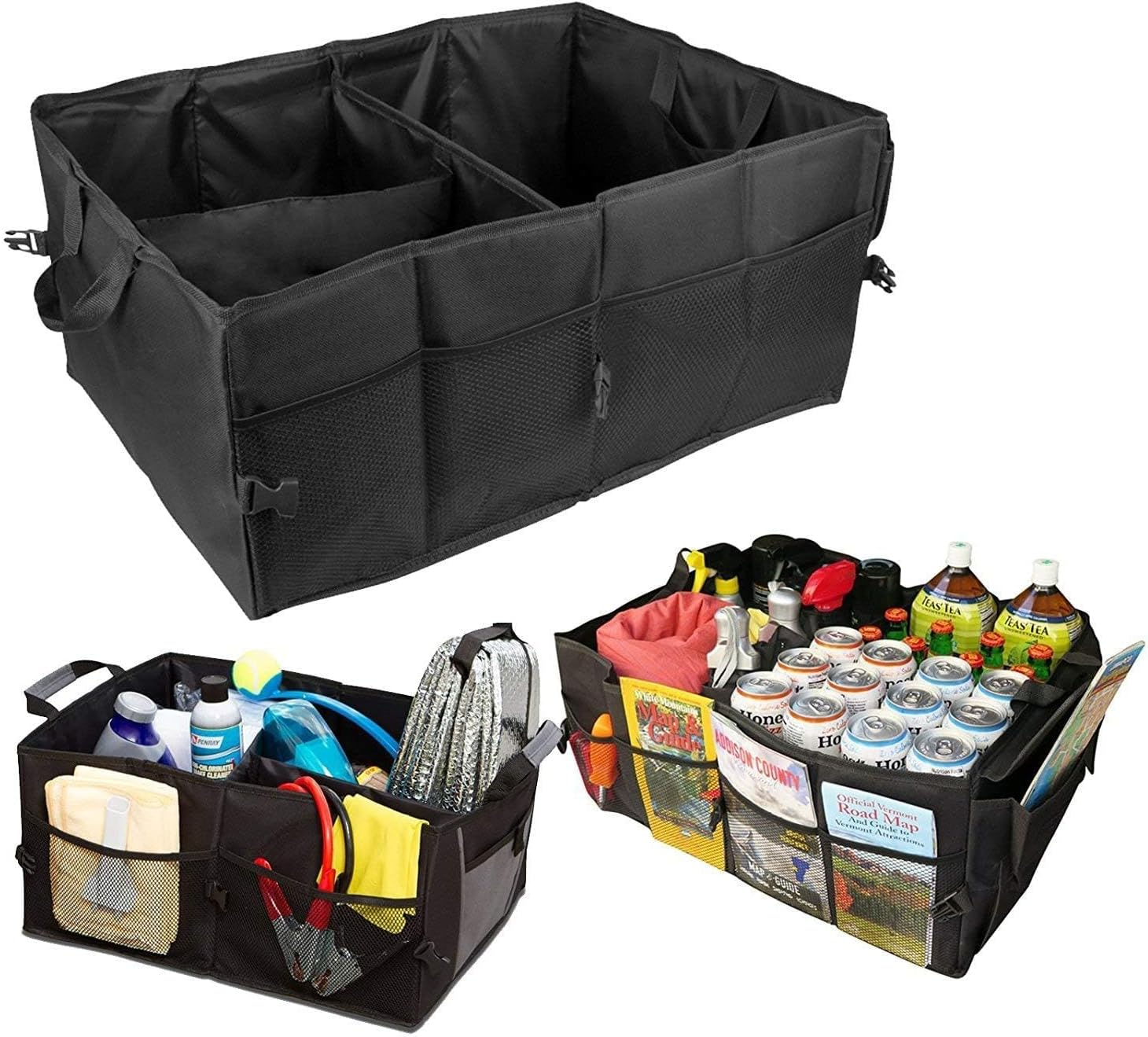 Techshining Soft Car Trunk Organizer - Large Capacity Multipurpose Oxford Fabric Storage Box for SUV, Truck & Car - Foldable Collapsible Car Cargo Organizer for Groceries, Tools, Emergency Supplies image number 4