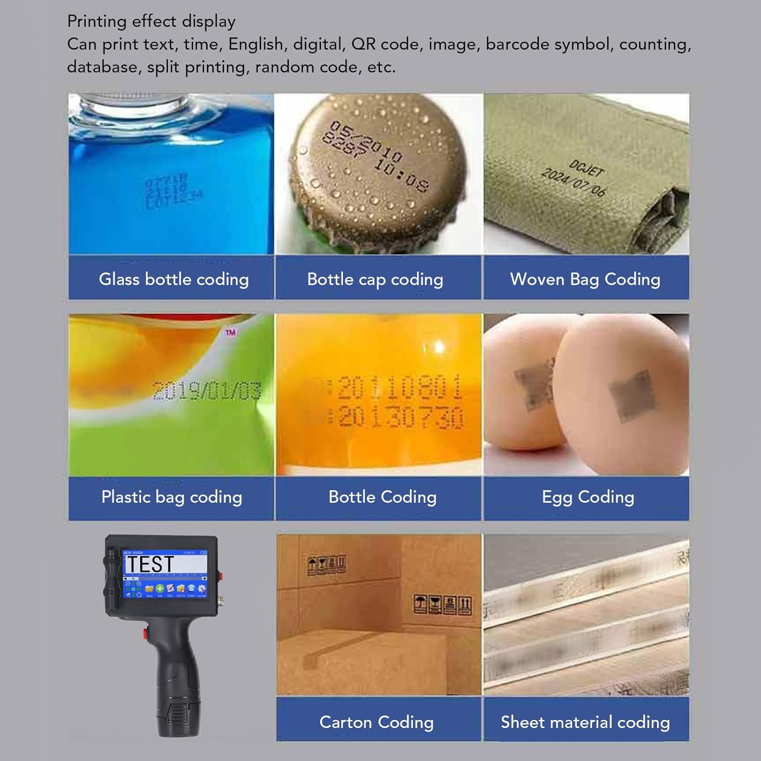 Handheld Inkjet Printer, Portable Handheld Printer with 4.3Inch Touch Screen, Quick Drying Inkjet Coding Machine, 12.7Mm Print Height for Batch Number Date Logo QR Code Barcode image number 1