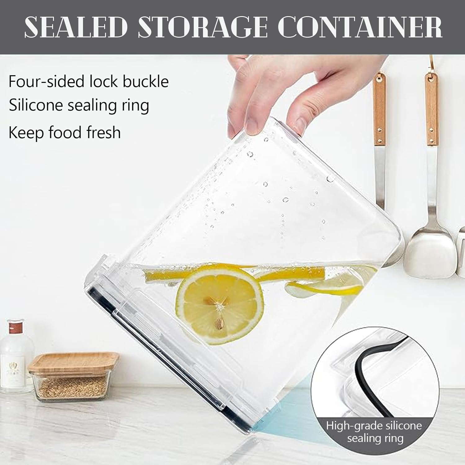 Airtight Food Storage Containers Set with Lids, 8 PCS Plastic Storage Canisters for Kitchen & Pantry Organization,Dry Food Canisters for Flour, Sugar and Cereal (Clear)