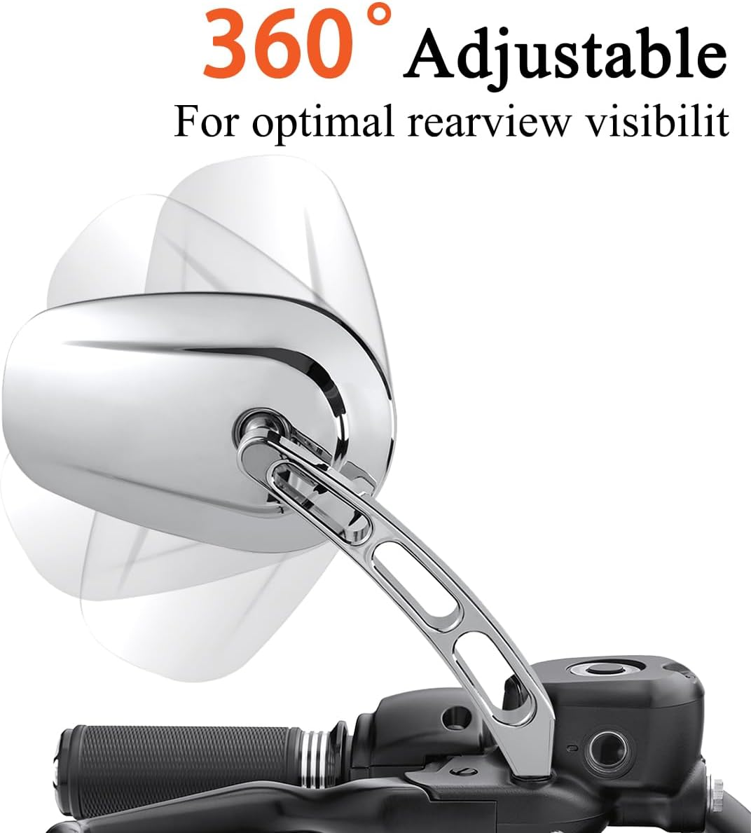 FOVPLUE Handlebar Mount Mirrors,Left & Right Side Rearview Mirrors for 1982-2024 Harley Models,For CVO Dyna Electra Glide Road Glide Road King Softail Street Glide Sportster 1200 883,Chrome image number 3