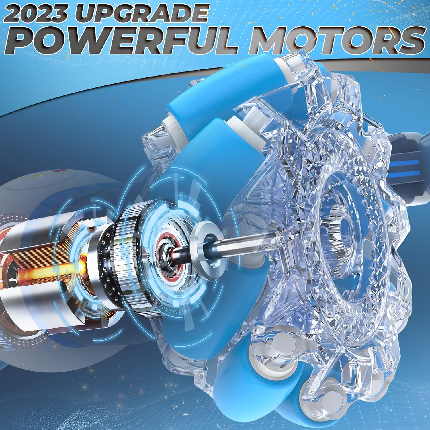 Dysaim Remote Control Car, Gesture Sensing RC Stunt Car Toys, 2.4Ghz 4WD RC Drift Car, Creative Gifts for Kids Boys Girls Ages 6+, Double Sided Rotating off Road Vehicle 360&deg; Flips with Lights Music - Blue White image number 1