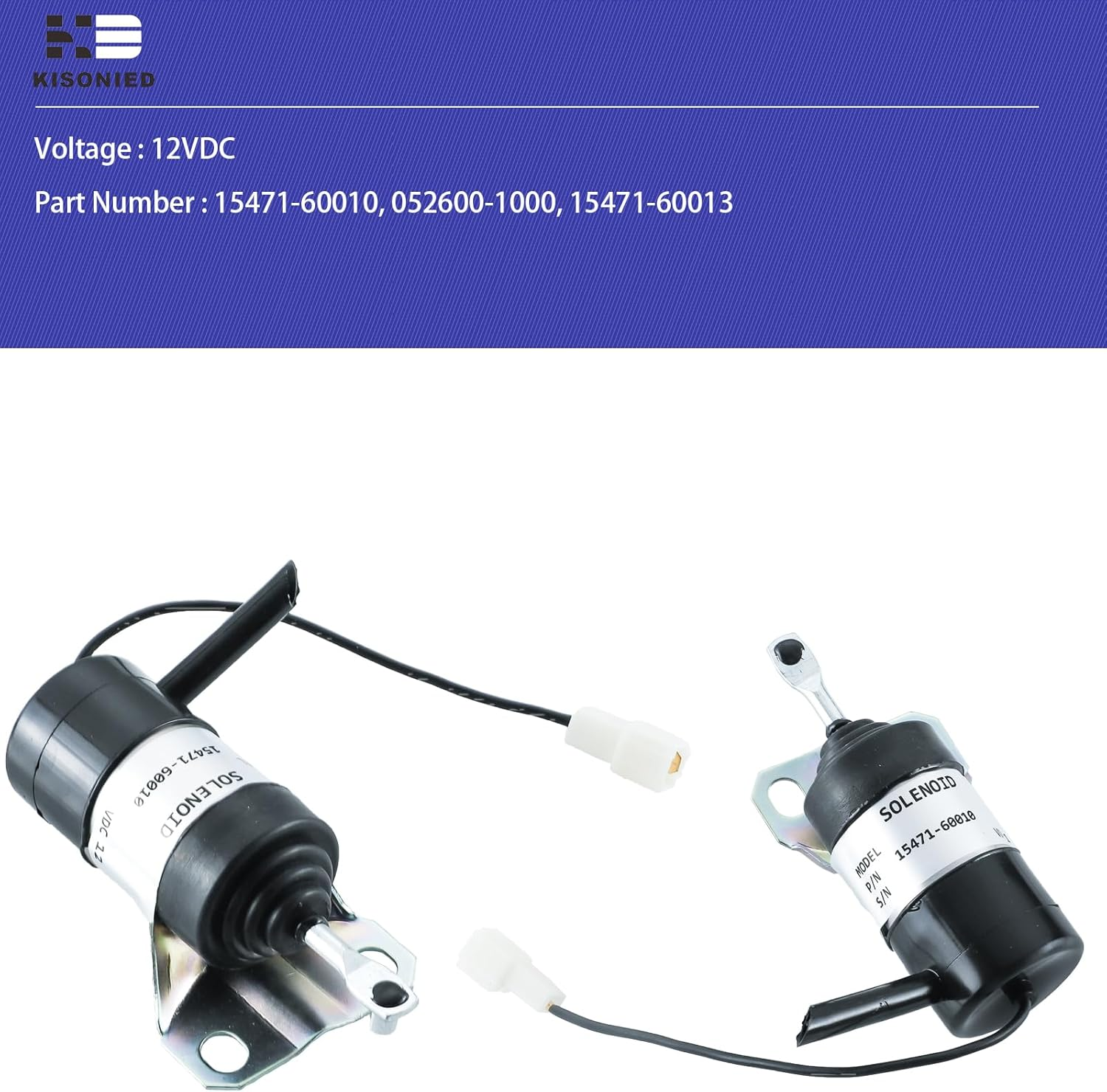 KD KISONIED 15471-60010 Fuel Shut off Solenoid 052600-1000 15471-60013 Replacement for Kubota R400B R410 R410B R420 R510 R510B R520 Tractor Part Generator Stop Solenoid 12VDC image number 3