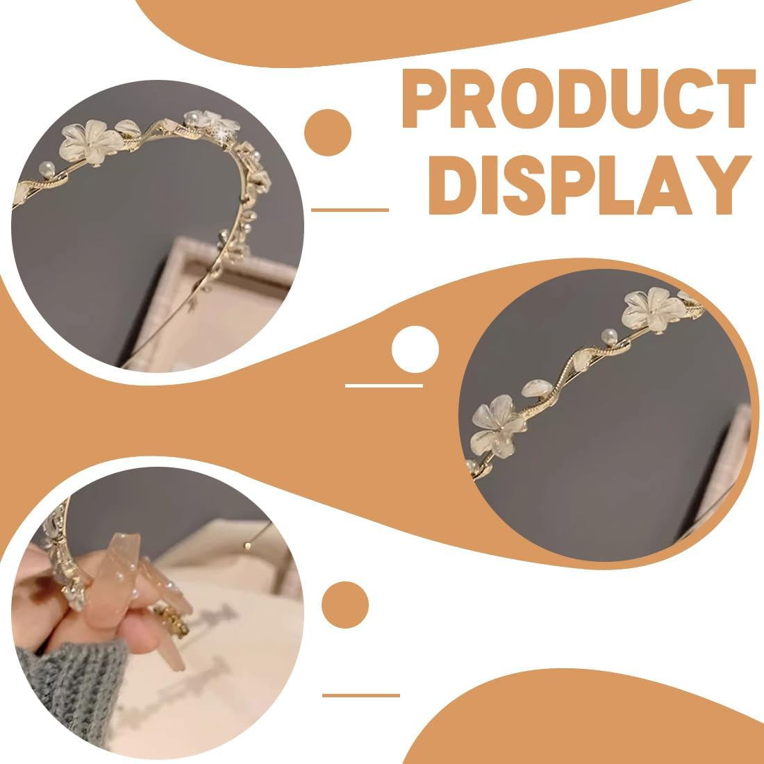 DWFEYOI Hair Accessories Communion Girls Hair Accessories Communion Girls Gold Flowers Headband Wedding Bridal Headpiece First Communion Festive image number 5