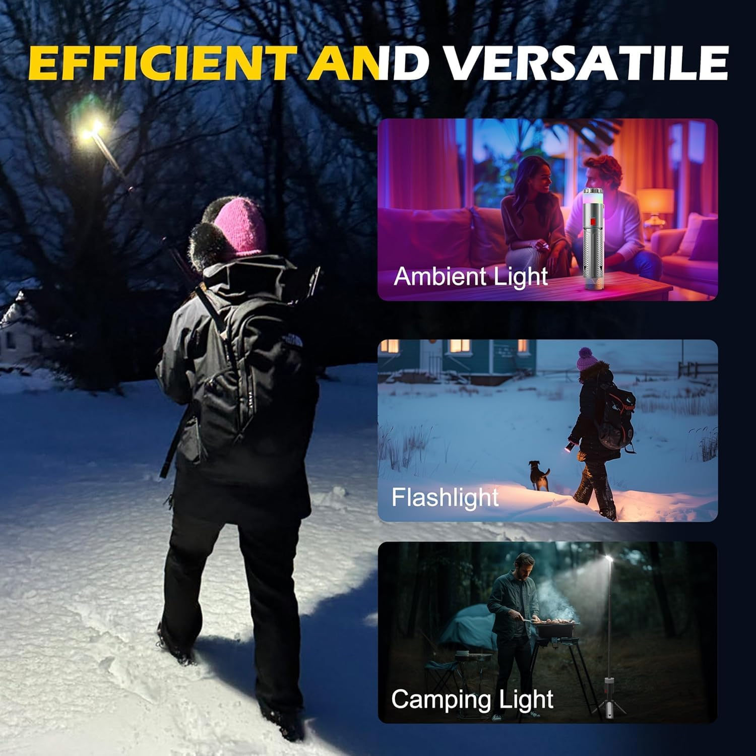Telescopic Camping Lights,Camping Lantern, Rechargeable with 15 Color Temperatures 10000Mah Camping Essentials,Portable Waterproof Lanterns for Power Outages, Emergency, Hiking image number 4