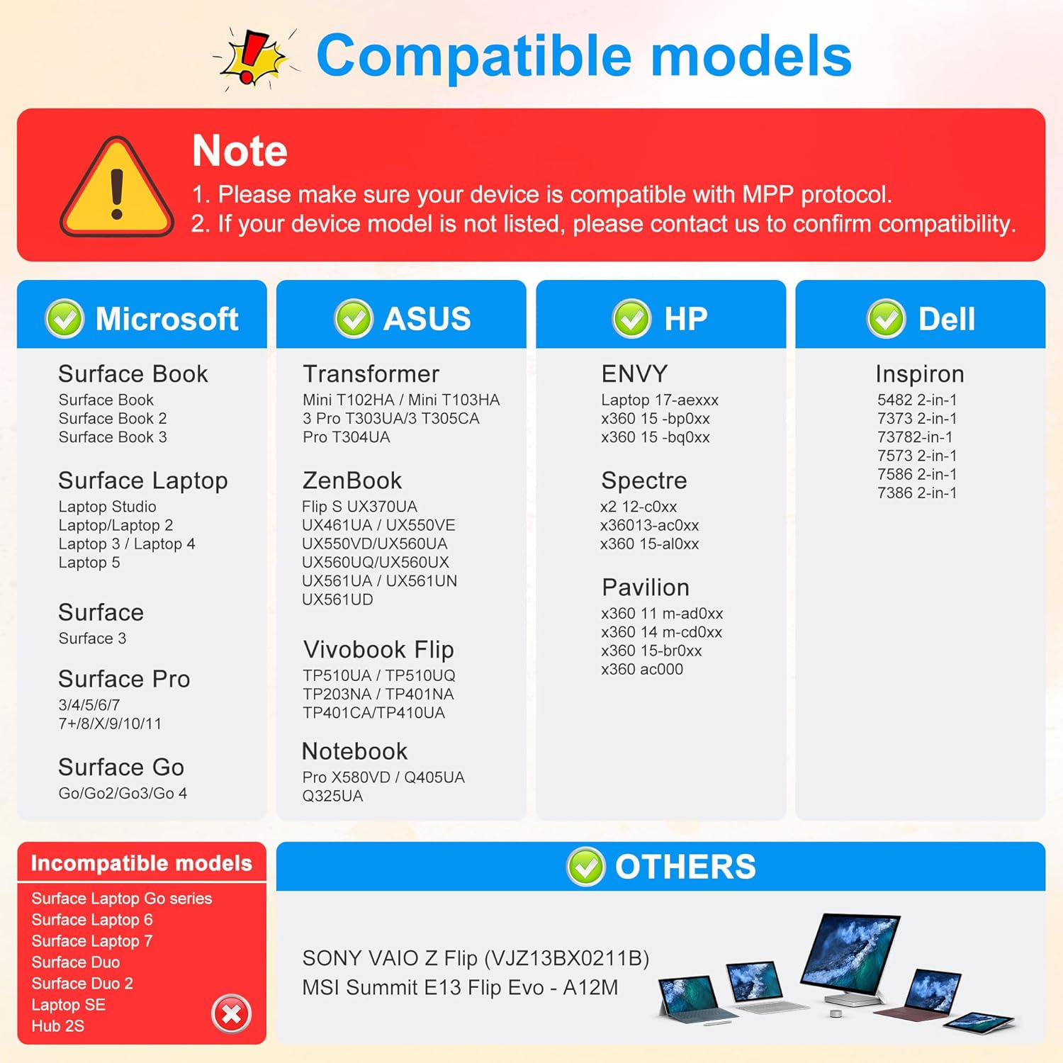 Surface Pen Windows Stylus for Microsoft &ndash; Surface Pro 11/10/9/8/7 Pen Compatible with Surface Pro/Book/Laptop/Go/Studio, with Palm Rejection and Rechargeable, 4096 Pressure Sensitivity Digital Pens