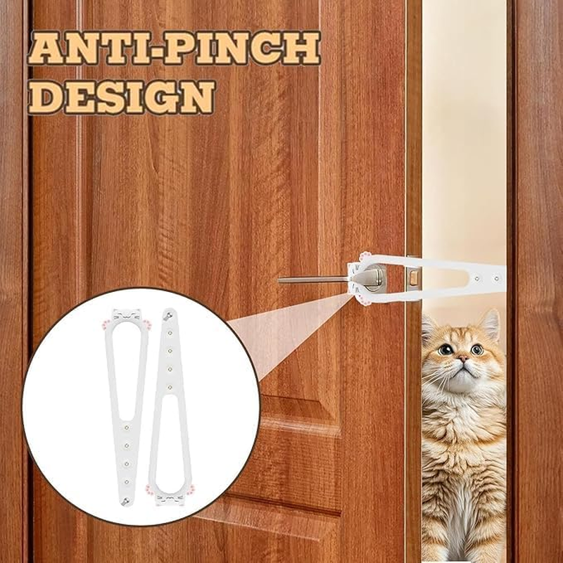 1 PCS Adjustable Cat Door Latch to Keep Dogs Out | Pet-Safe Door Opener for Cats | Safety Gate Locks for Living Room & Bedroom (White) image number 1