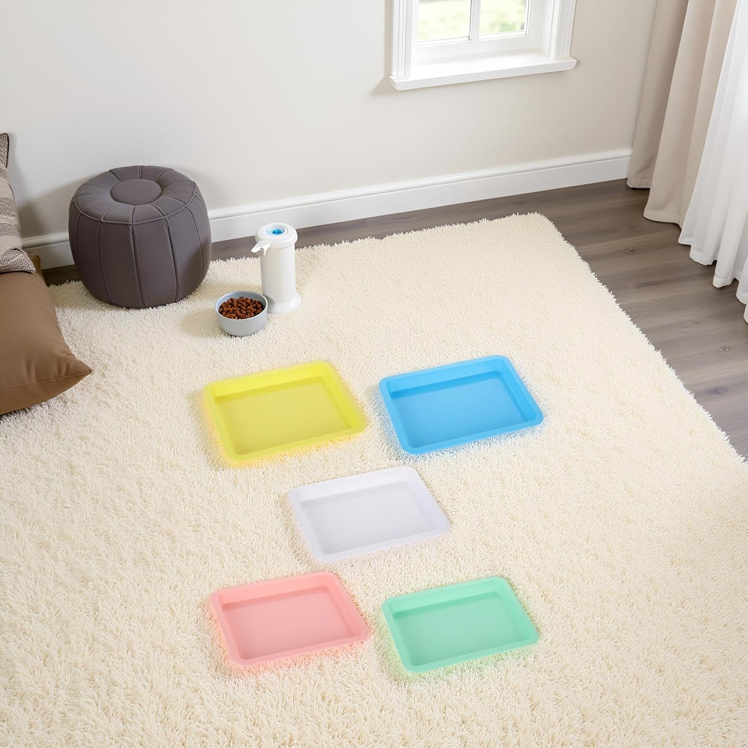 5 Pcs Plastic Kitten Litter Boxes Small Bunny Litter Box Open Cat Litter Box Pet Kitty Litter Pan Portable Cat Waste Tray for Indoor Cats, Standard Litter Boxes
