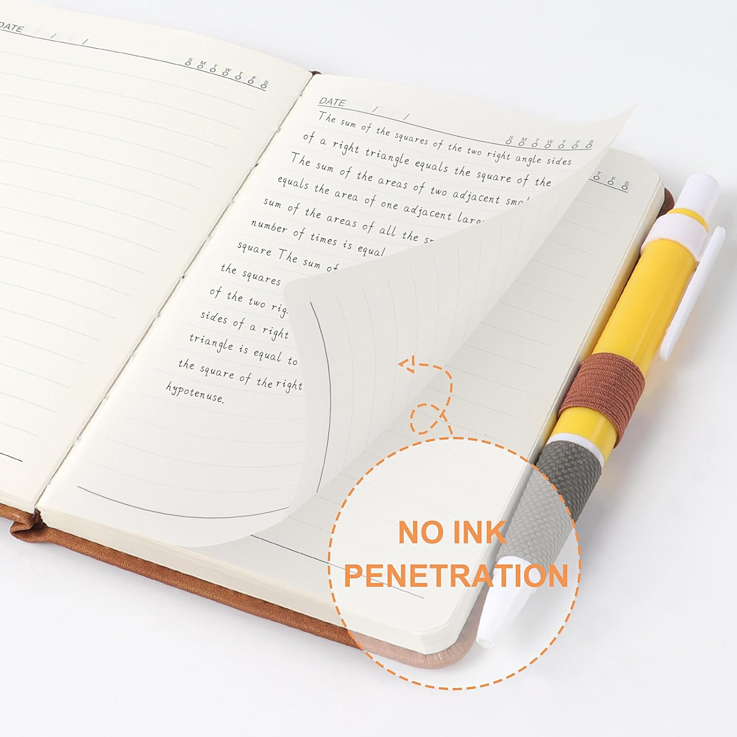 A6 Lined Journal Notebook, 192 Pages Leather Hardcover Notebook for Diary Writing, Work, Note Taking and Journaling(Brown) image number 6