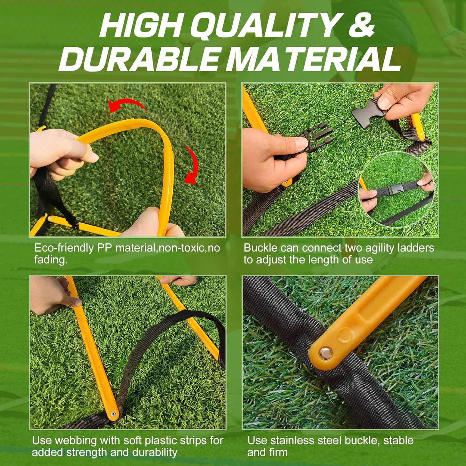 Happy Jump Agility Ladder 12 Rung 20 FT Speed Training Ladder Drill Sports Workout Equipment for Football Soccer Footwork Exercise