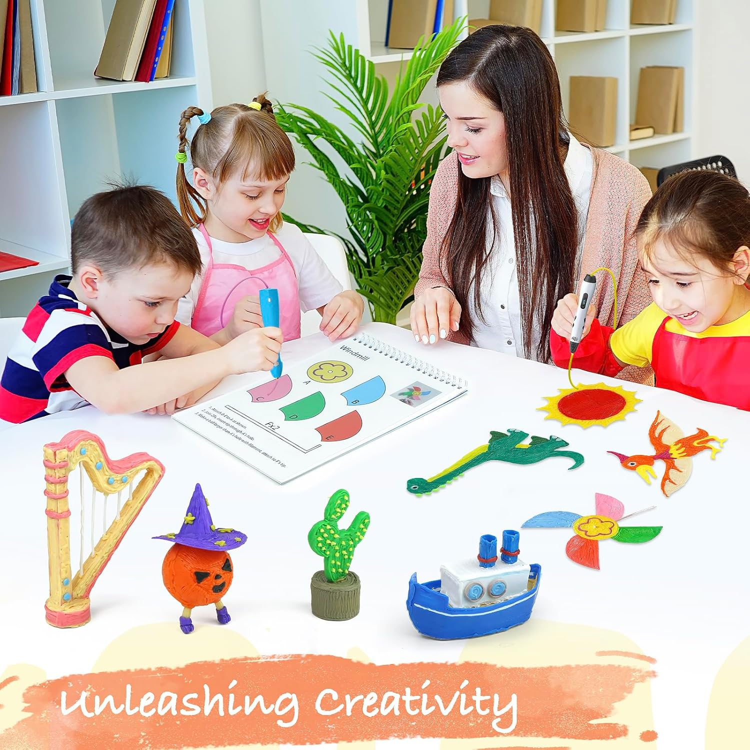 Dayker 3D Space Printing Drawing Book &ndash; 40 Patterns Reusable Paper Template with PVC Board, Spiral Bound Graffiti Stencils for Beginners and Artists, DIY Present for Christmas & Birthday, School Creative Projects