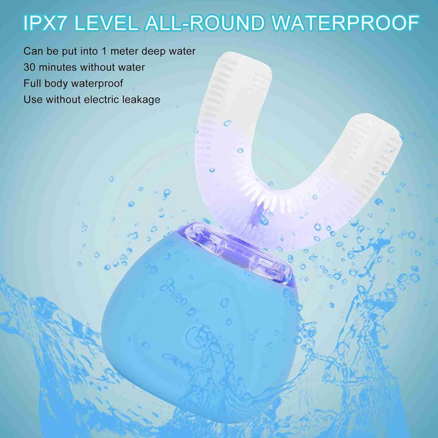 Electric Toothbrush Adults, Ultrasonic U-Shaped Toothbrushes with Wireless Charging & LED Light for Teeth Whitening - 360&deg; Mouth Cleansing, Hands Free Gums Protection, 3 Gear Speed image number 5