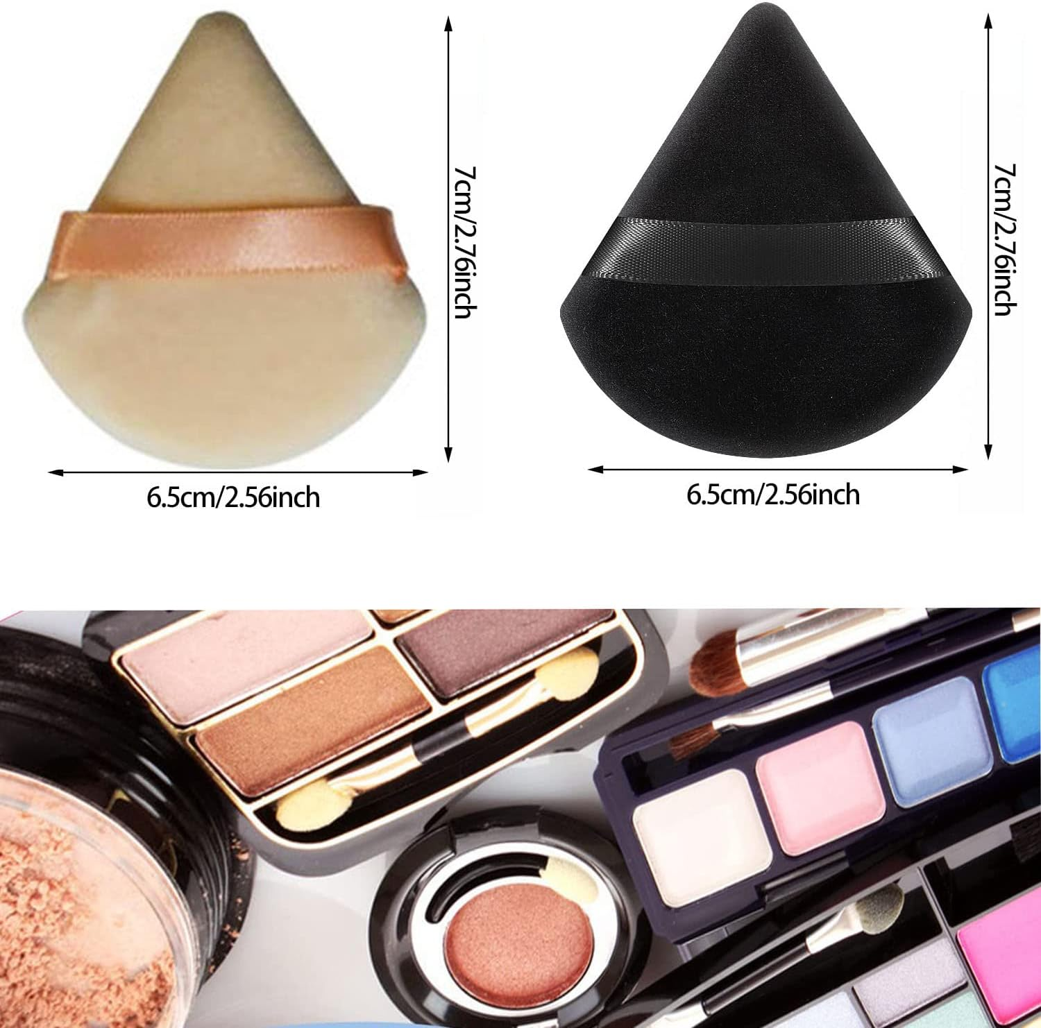 ZXUY Powder Puff Makeup Sponge for Loose & Cosmetic Foundation Washable Reusable Loose Cosmetic Foundation Sponge Wet Dry Makeup Tool (Khaki+12Pcs) image number 1